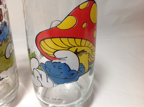 4 Smurfs ACTION SERIES" Collectors Glasses / Lazy- Baker- Smurfette- Smurfette - Picture 5 of 5