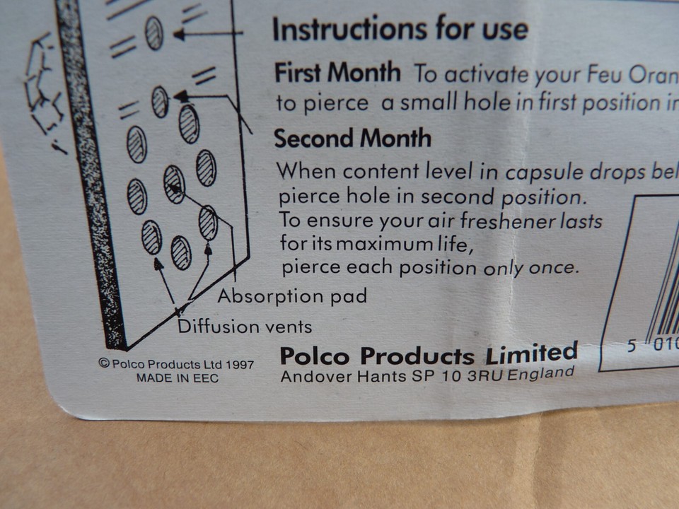 Vintage Feu Orange Classic Car Retro Air Freshner Polco eBay