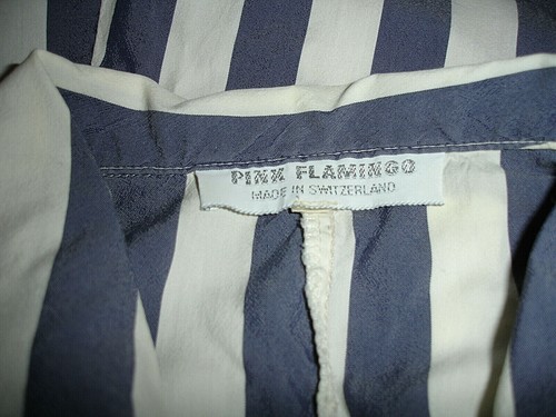 Vintage Bluse 36 38 gestreift graublau weiß tailliert by PiNK Flamingo - Bild 5 von 6