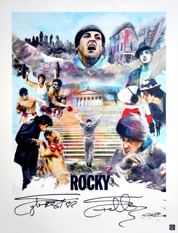 Sylvester Stallone Autographed ROCKY 23x31 Canvas Art Print ASI Proof
