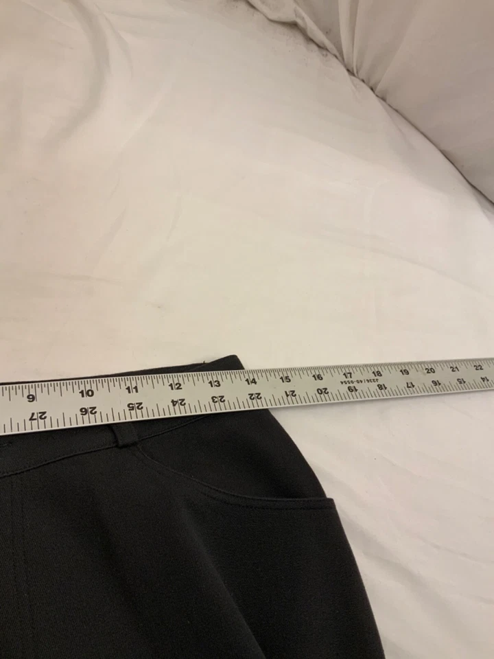 Pantalones de vestir Rodier 8 negros ajustados rectos frente plano mezcla de algodón YGI X1-302 Foto 4 de 4