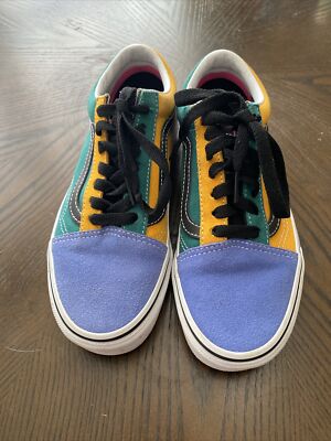 Vans Old Skool Shoes Suede Blue Green Gold Skate Sneakers