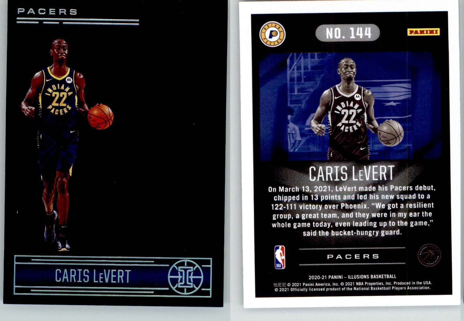 Caris LeVert 2020-21 Illusions Trophy Collection Sapphire #144 Pacers Cavaliers