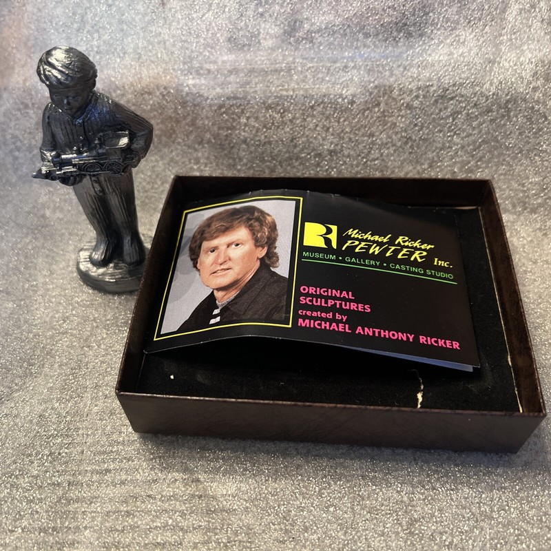 Boy with Train Christmas Michael Ricker Pewter Figure #6884 Ricker 1992