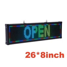 26"x8" LED Advertising Sign 7 Color Programmable Scrolling Message Display Board