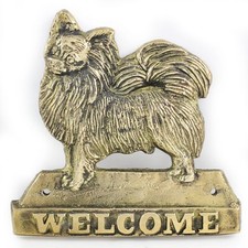 Chihuahua Poils Longs - Plaque En Laiton Avec L'Inscription 'WELCOME' Art Dog DE