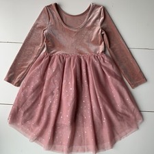 Cat And Jack Girl Pink V-neck Layered Dress With Long Sleeve Size:5
