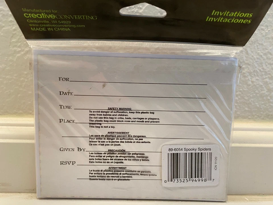 "Spooky Spiders" Halloween Postcard Party Invitations w/Envelopes 8 count - Image 2 of 2