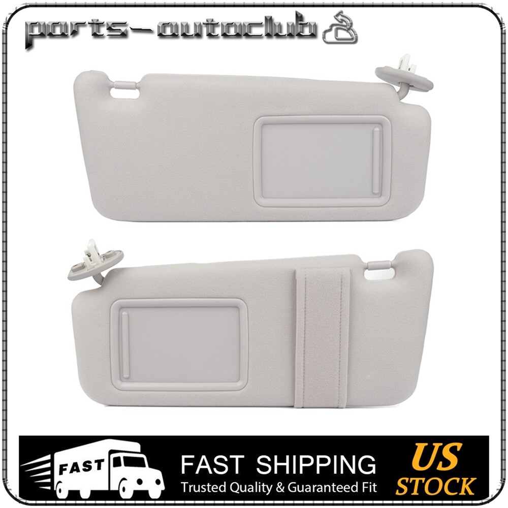 Left & Right Gray Sun Visor Pair With Trims For Toyota Venza 2009-2016 (With Sunroof)