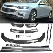 Carbon Fiber Style Front Bumper Lip Spoiler&Side Skirt For 08-12 Malibu Body Kit