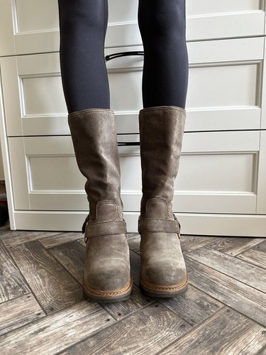 PRADA BIKER Cowboy Damen Leder Wildleder Stiefel Größe 36 BRAUN - Bild 7 von 20