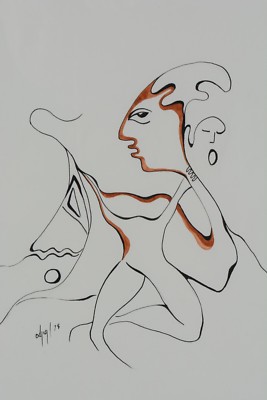 Daphne Odjig RCA Painting Ink & Colour 1978 Canadian 1919-2016