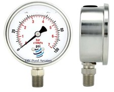 100 PSI Oil filled Pressure Gauge 1/4" NPT for Manifolds / Compressors 2-1/2"dia
