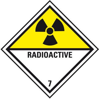Gefahrgutzettel (Placards) Klasse 7D Radioactive Alu 25x25cm IMDG-Code ADR IATA