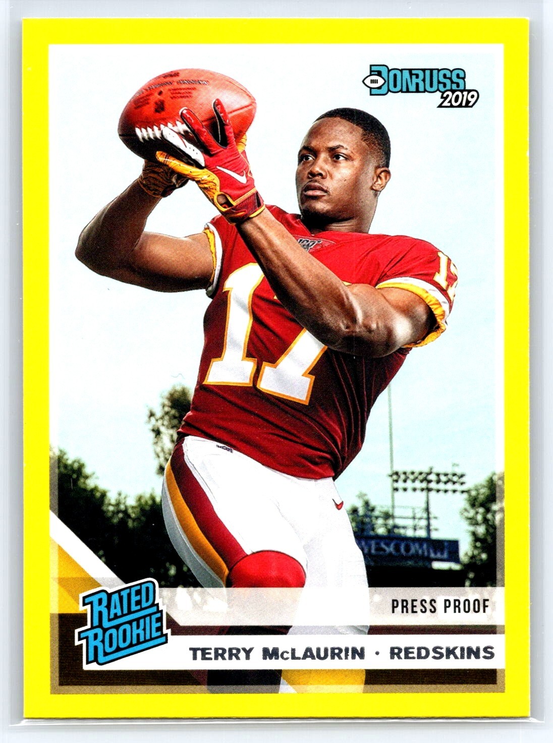 2019 Panini Donruss Press Proof Yellow #329 Terry McLaurin RC Commanders