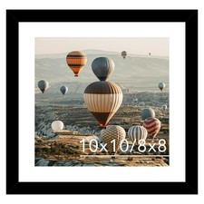 10x10 Picture Frame With Mat, Display 8x8 With Mat or 10x10 Without, Wood Square