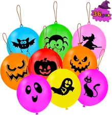 36PCS Halloween Punch Balloons - 18In Colorful Latex Party Favor for Kids, Ghost