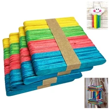200 Colored Wooden Popsicle Sticks Assorted Colors Craft Sticks School Art Kids