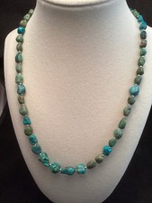 Sterling Silver Handmade Turquoise Pebble Necklace 19.5