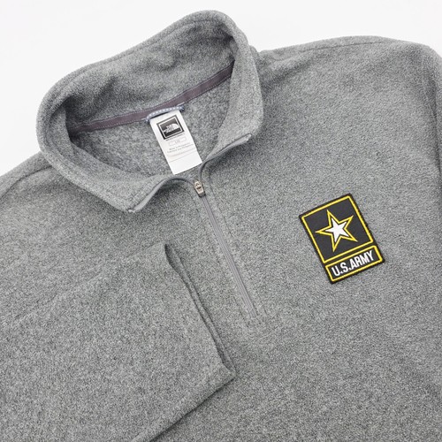 Pull polaire North Face 1/4 zip TKA 100 grand gris logo de l'armée américaine Preppy - Photo 1/10