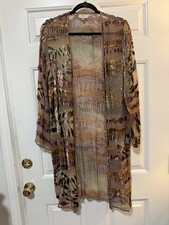 Zonda Nellis Couture Silk & Velvet Boho Style Duster Top Women?s Size Medium