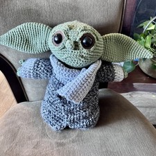 Handmade Crochet Amigurumi Grogu Baby Yoda Star Wars Mandalorian Plush Toy