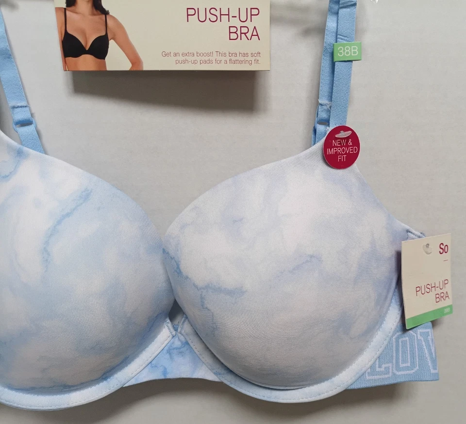 New Juniors' SO Push Up Bra ZG91B230R Size 38B Blue Swirl Tie Dye - Image 2 of 4