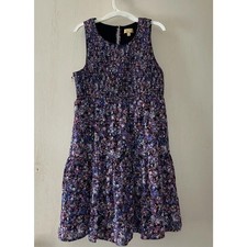 Princess Vera Wang Dress Junior's Large Purple Sleeveless Smocked Tiered Peasant