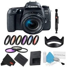 Canon EOS 77D DSLR Camera 18-55mm Lens Bundle w/ 9 Piece Filter Kit