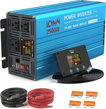 Power Inverter 2500 Watt Pure Sine Wave 12V DC to 110V/120V AC 5000W Peak Conver