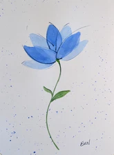 EUNETT – Original Abstract Blue Flower Painting | Hand-Signed | NYC Artist