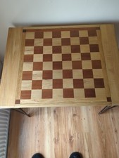 Hand Made Chess Table Wooden Board Made by Me 65cm Tall. 77cm Wide 59cm Deep Top