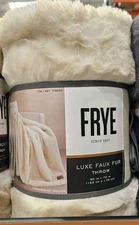 NWT FRYE Luxe Faux Fur Luxury Throw, Reversible 60" X 70" Beige