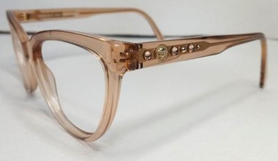 VERSACE EYEGLASS FRAMES: 3264-B 5241  TRANSPARENT BROWN WITH CRYSTALS 53/16 140
