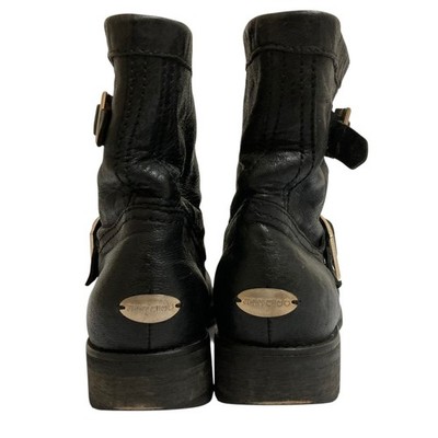 JIMMY CHOO classic model leather engineer boots, size 36.5, black