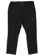 NIKE Womens Dri Fit Capri Leggings UK 12 Medium  Black Polyester DL08