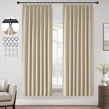 Linen Pinch Pleated Window Curtains 72 40"W x 72"L Pack of 2 Natural Linen