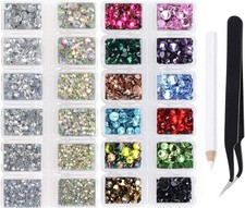 Massive Beads 6800 PCS Mixed 5 Sizes Flatback round Glass Hotfix Iron Rhineston