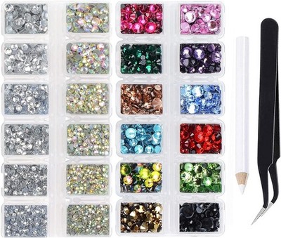Massive Beads 6800+PCS Mixed 5 Sizes Flatback round Glass Hotfix Iron Rhineston