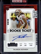 2021 Panini Contenders Talanoa Hufanga Auto RC Ticket #225 49ers Rookie