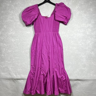 Cleobella Malina Midi Dress Womens Size Small Pink Short Sleeve Cotton