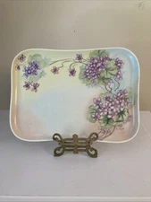 Vintage Porcelain Vanity Tray Hand Painted Signed 