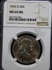 1963-D Franklin Half Dollar NGC MS64 FBL