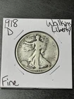 1918 D Walking Liberty Half Dollar Nice FN Fine Better Date Coin (Raw15314)