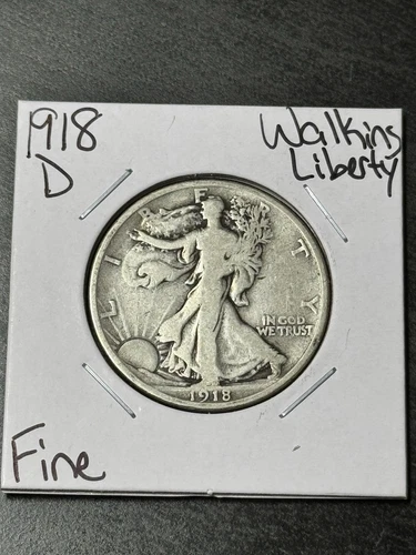 1918 D Walking Liberty Half Dollar Nice FN Fine Better Date Coin (Raw15314)