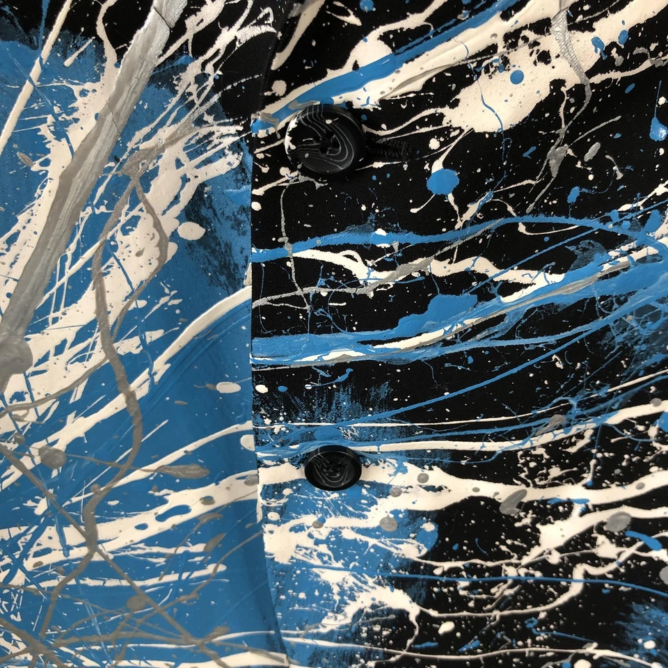 Kenneth Cole Blazer Mens 52L Abstract Paint Splatter Sport Coat Jacket Party Mod - Image 4 of 4