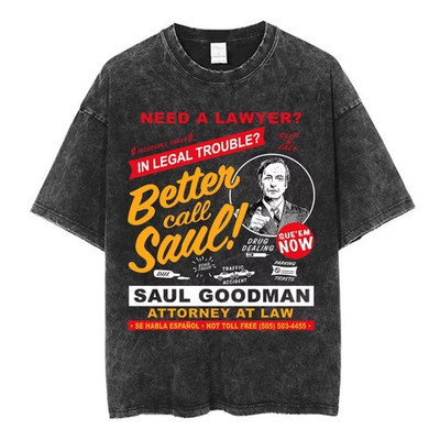 Breaking Bad Better Call Saul T Shirt y2k Washed Black Graphic Tee Mens Unisex