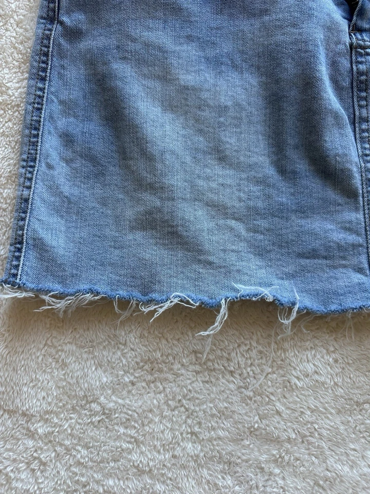 Dollhouse Jean Mini Skirt Frayed 2 Tone Juniors Women Size 13 Large L Pockets  - Image 2 of 4