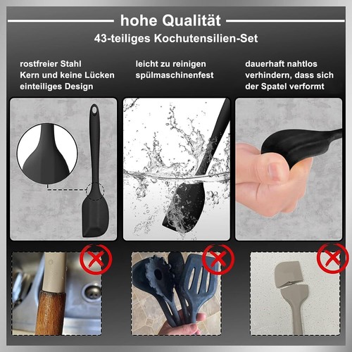 Küchenhelfer Set 43 Teilig Silikon Kochutensilien Kochbesteck Set Hitzebeständig - 第 3/7 張圖片