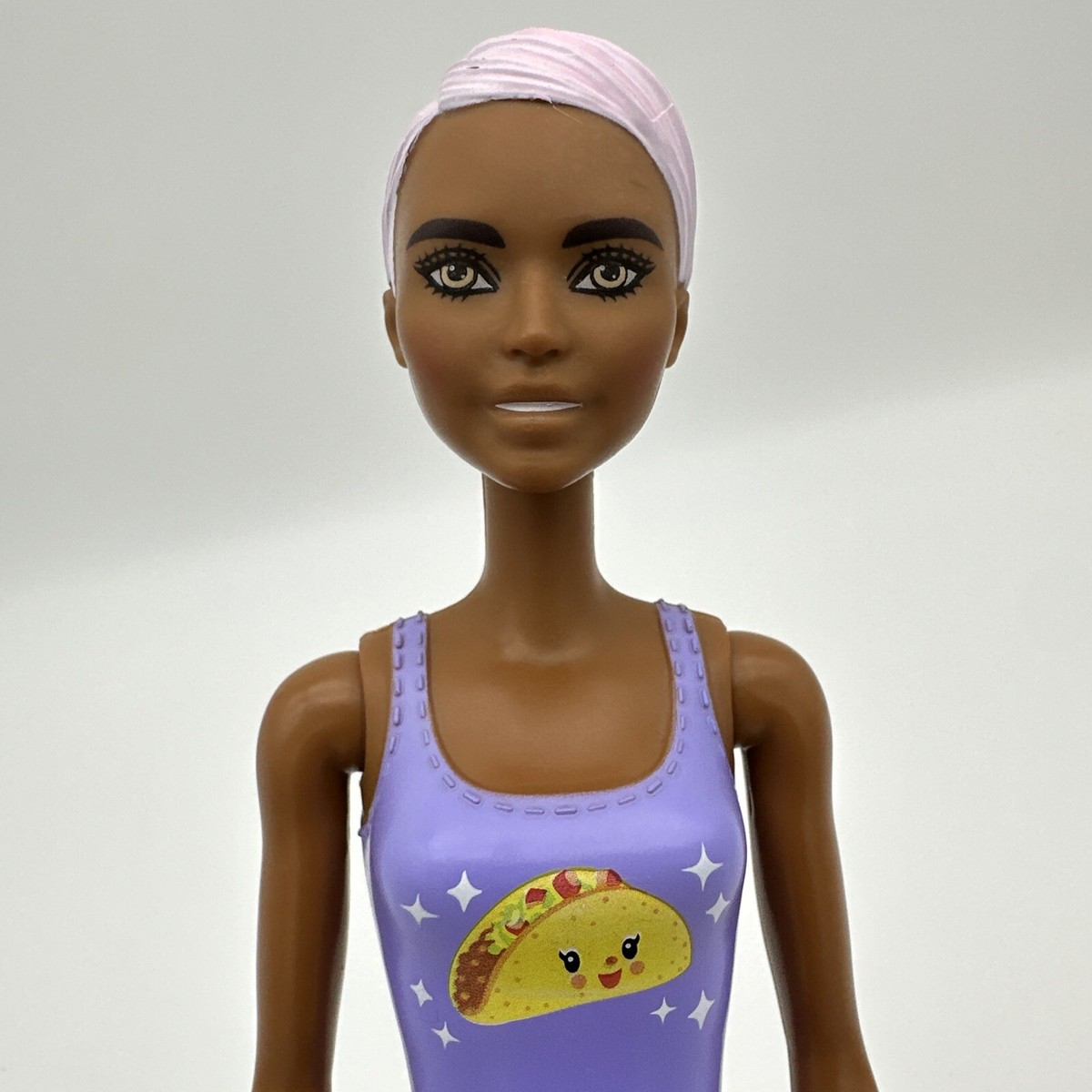 Color Reveal African American Barbie Pink Hair Hazel Eyes Taco Suit 2019  Doll